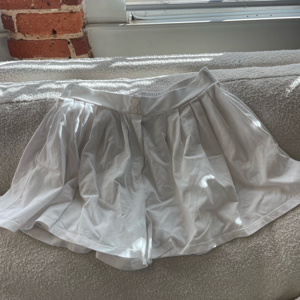Free People White Pleated Boxer Shorts